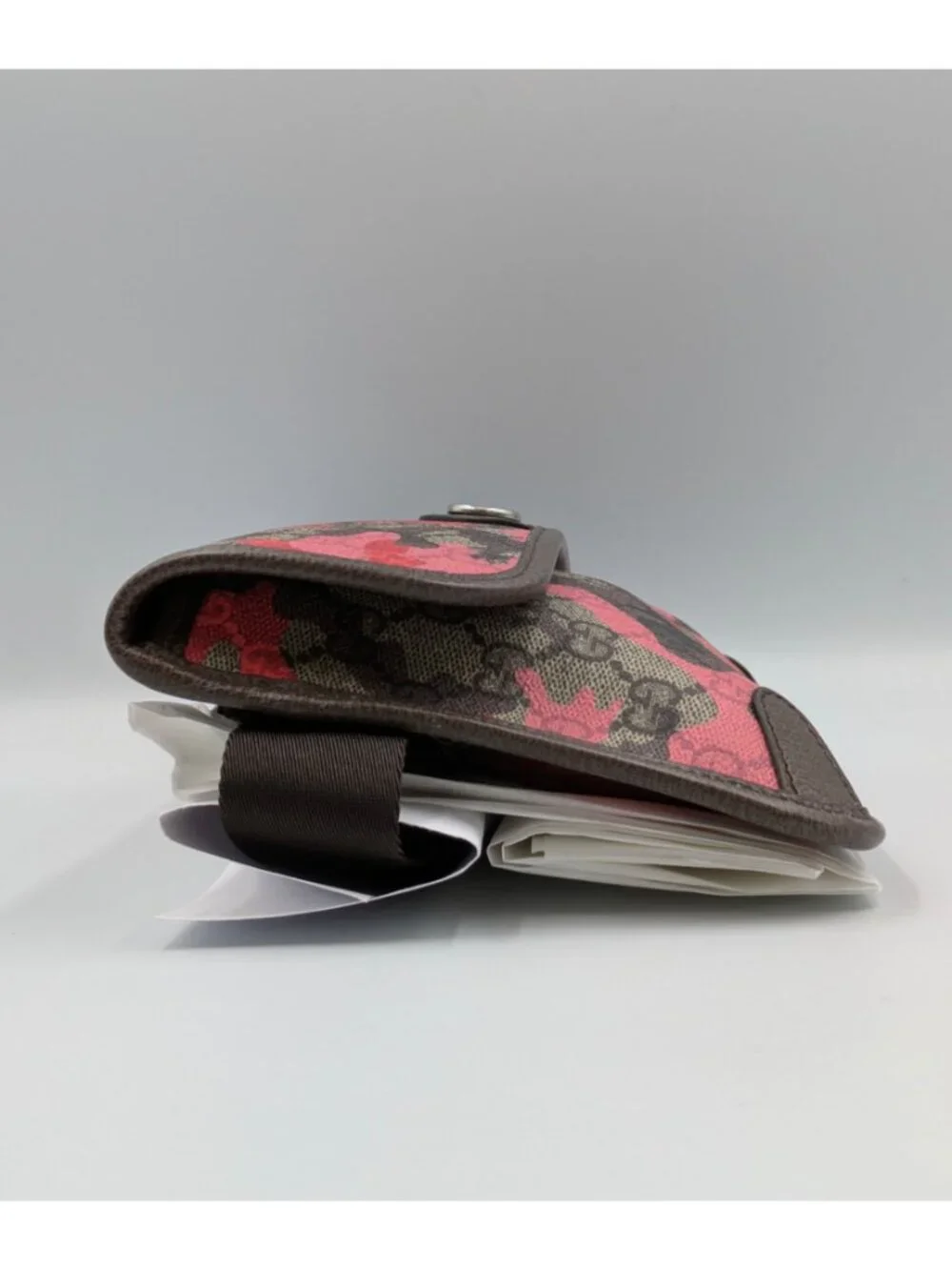 Gucci Marbled GG Monogram Camouflage Small Belt/Crossbody Bag Red Pink Brown 80c